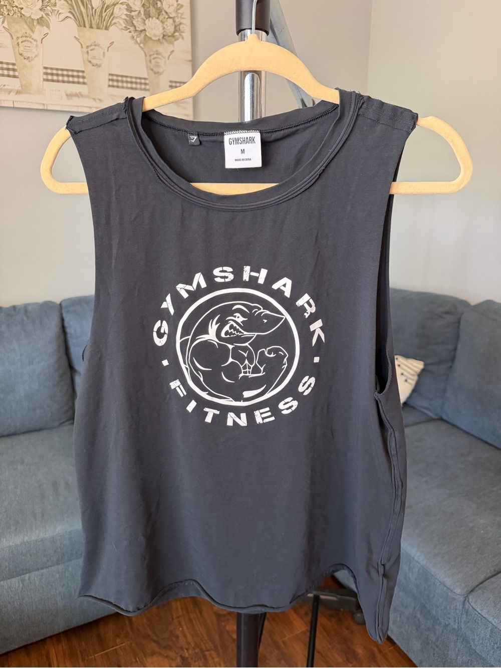 Gymshark Black Muscle Tee with White Logo